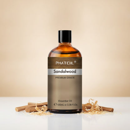 PHATOIL : Lot Huiles Essentielles 100ml - Bois de Santal, Lavande, Eucalyptus, Menthe Poivrée, Citronnelle, Vanille - Aromathérapie Premium