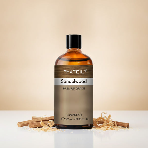 PHATOIL : Lot Huiles Essentielles 100ml - Bois de Santal, Lavande, Eucalyptus, Menthe Poivrée, Citronnelle, Vanille - Aromathérapie Premium